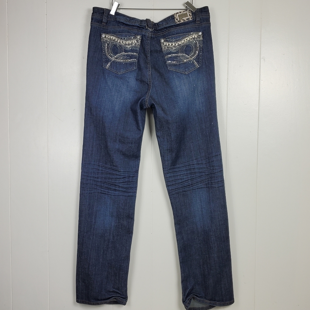 Grace in LA studded pearl embroidered rhinestone bling jeans - Picture 13 of 14